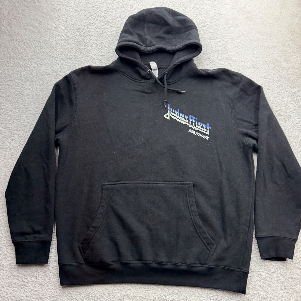 Judas Priest Ram It Down Heavy Metal Black Graphic Hoodie Mens XL Lane Seven